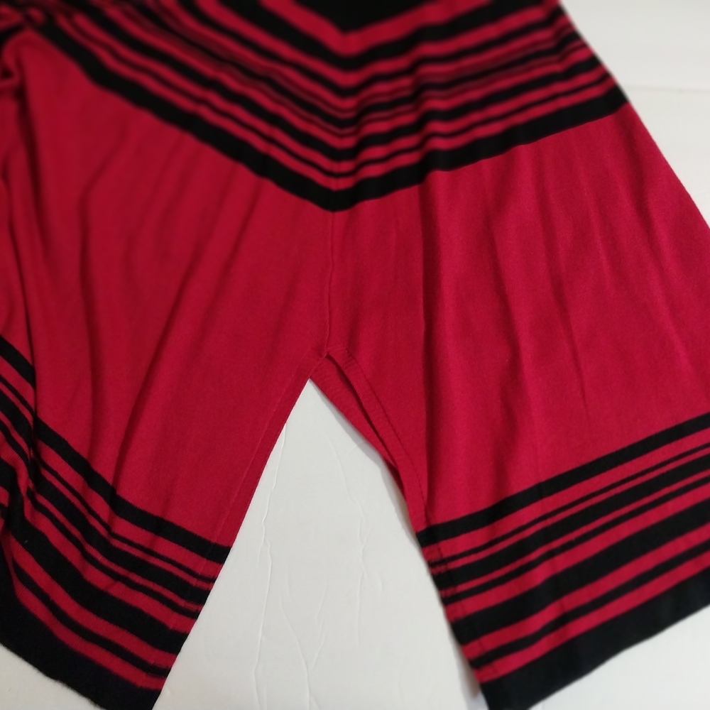 Ashro Dress Sweater Large Elegant Red and Black Striped Dress - Picture 8 of 13